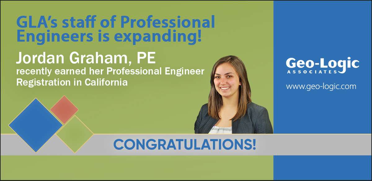 GLA Congratulates Jordan Graham, PE for earning her Professional Engineers License in California!